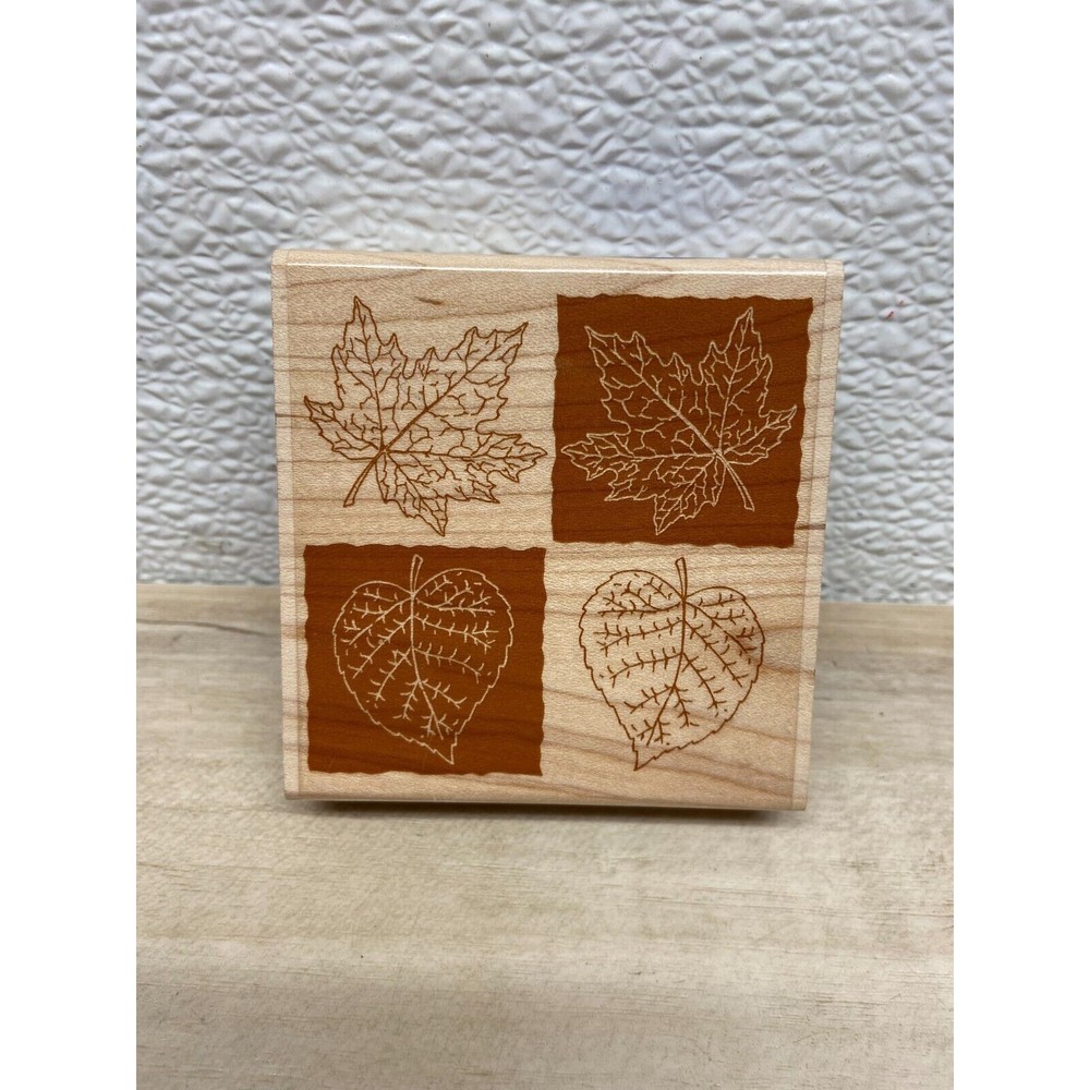 2002 Stampabilities Leaf Block Wood Mounted Rubber Stamp